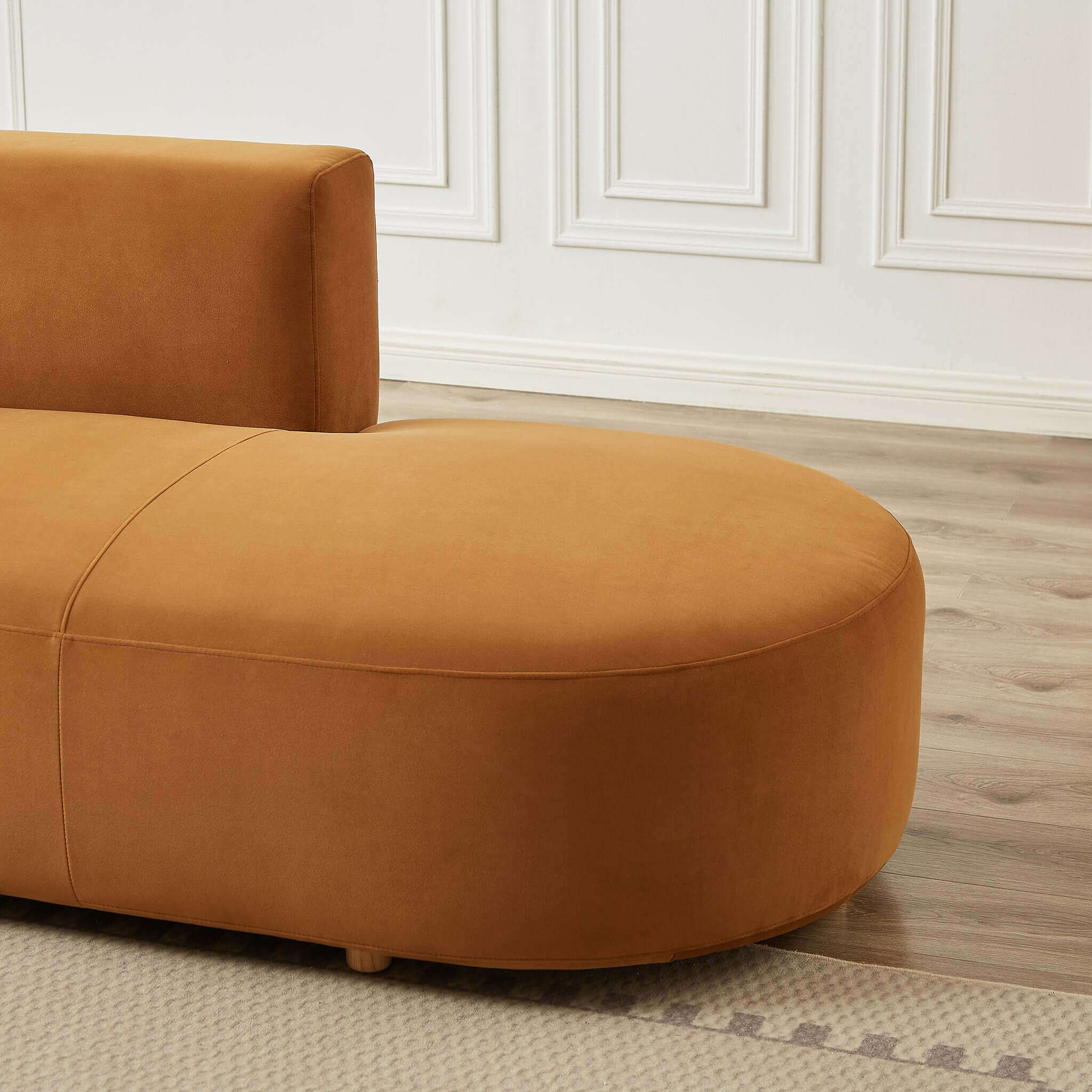 Silhouette Cognac Velvet Sectional Sofa